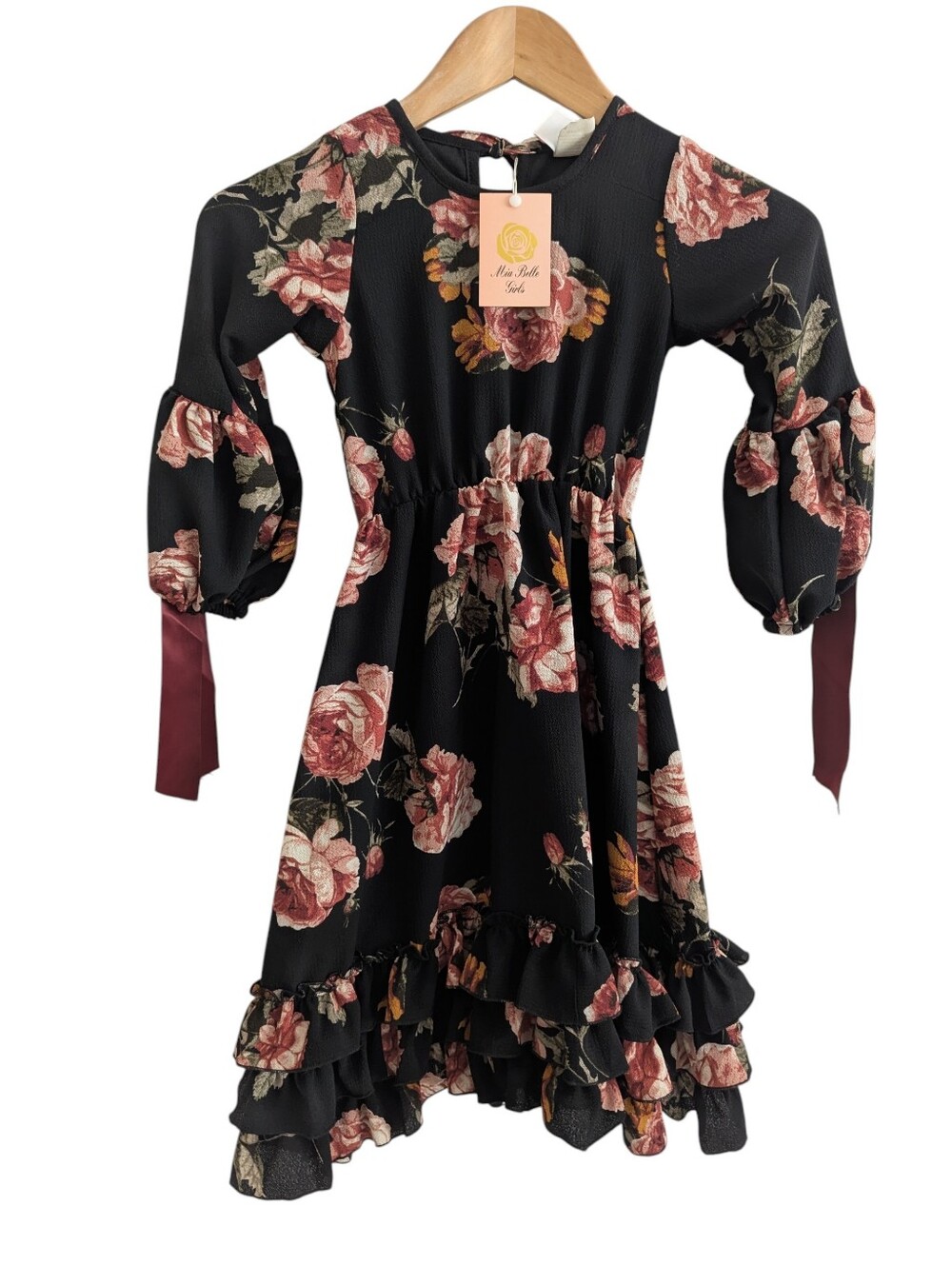 MIA BELLE GIRLS Floral Ruffled Dress Size 6X